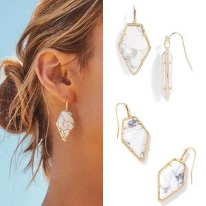KENDRA SCOTT Framed Tessa Drop Earrings in White Howlite NWT 80$